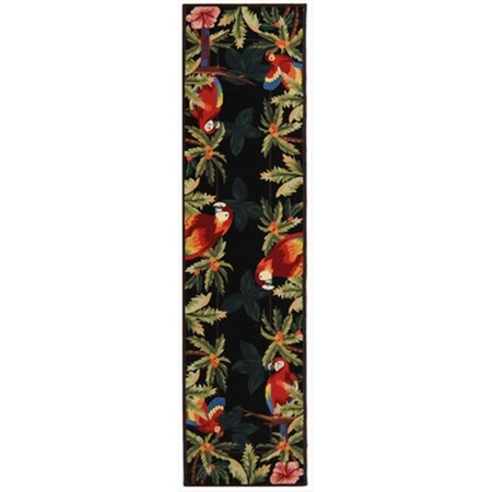 Safavieh 2 ft. - 6 in. x 10 ft. Runner- Country and Floral Chelsea Black Hand Hooked Rug HK296A-210